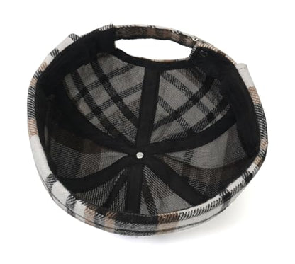 DIYDECAL Striped Plaid Brimless Worker Cap,Retro Skullcap Docker Hat for Men Womens - color: Coffee