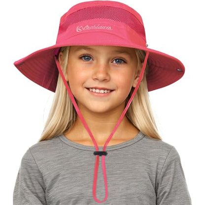 Century Star Outdoor Kids Sun Hat UPF 50+ Quick Dry Adjustable Bucket Hat Windproof Waterproof Beach Fishing Safari Hat - color: Watermelon Red