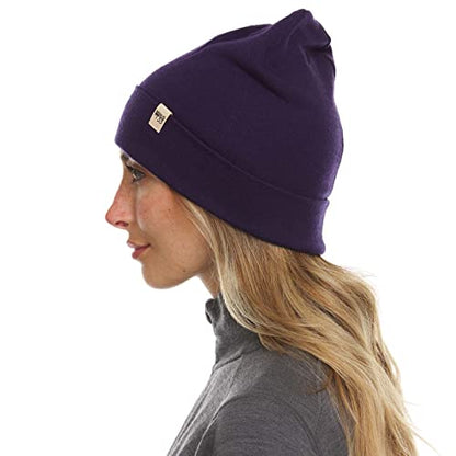 100% Merino Wool Cuff Beanie - Warm Winter Hat - Novelty Beanie - Toque - color: Dark Purple