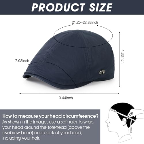Newsboy Cap for Men Adjustable 6 Panel Flat Hat - color: M1#-navy