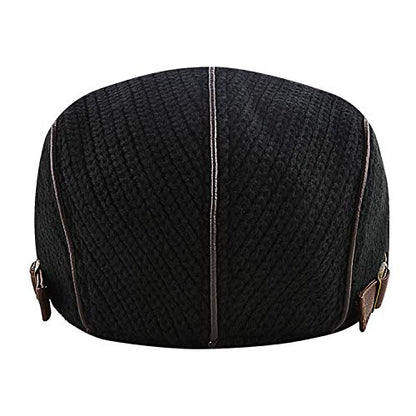 M MOACC Men Beret Hat Cotton Adjustable Newsboy Hats Cabbie Gatsby Cap Driving Flat Caps - color: Hat-t7-black