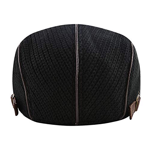 M MOACC Men Beret Hat Cotton Adjustable Newsboy Hats Cabbie Gatsby Cap Driving Flat Caps - color: Hat-t7-black