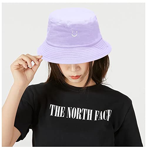 Unisex Bucket Hat Beach Sun Hat Aesthetic Fishing Hat for Men Women Teens, Reversible Double-Side-Wear - color: Pink Purple