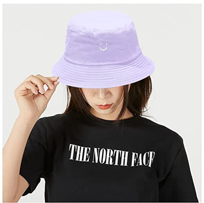 Unisex Bucket Hat Beach Sun Hat Aesthetic Fishing Hat for Men Women Teens, Reversible Double-Side-Wear - color: Pink Purple