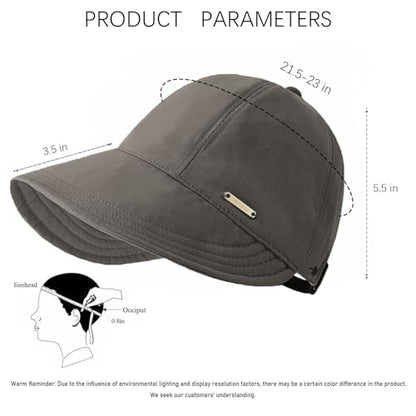 UPF 50+Womens Sun Hat UV Protection Hiking Fishing Hats Wide Brim Hat Adjustable Ponytail Packable Sun Cap - color: Gray
