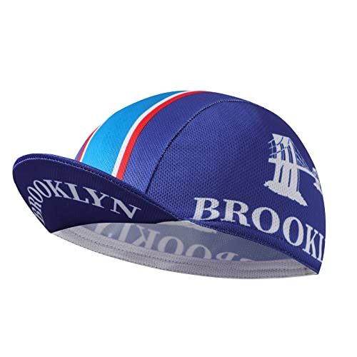 Brooklyn Cycling Cap - Retro Cycling Hat-Under Helmet - Cycling Helmet Liner Breathable&Sweat Uptake - color: Blue a