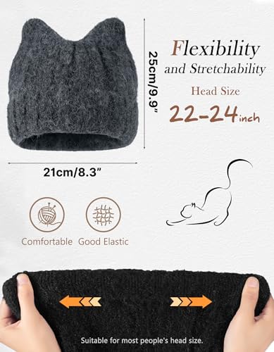 fauson Winter Hats for Women - Knitted Thermal Beanie for Women Skull Cap Womens Winter Hat Valentines Day Gifts for Her - color: Grey