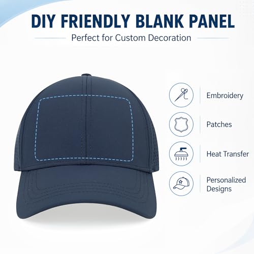 Quick Dry Baseball Cap Curved Brim Snapback Hat Mesh for Men Women - color: Black+navy+lightgrey
