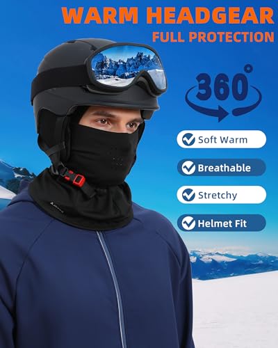 Winter Balaclava Ski Mask for Men Women Thermal Face Mask Breathable Face Cover for Cold Weather Motorcycle Snowboard - color: Black+purple(with Breath Hole)