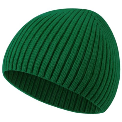 Wool Knit Beanie Hats for Men Women,Cuffless Winter Skull Caps - color: 1-kelly Green