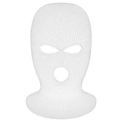 3-Hole Full Face Mask Cover Ski Mask Winter Balaclava Cap - color: White