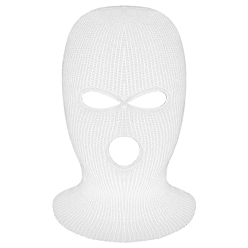 3-Hole Full Face Mask Cover Ski Mask Winter Balaclava Cap - color: White