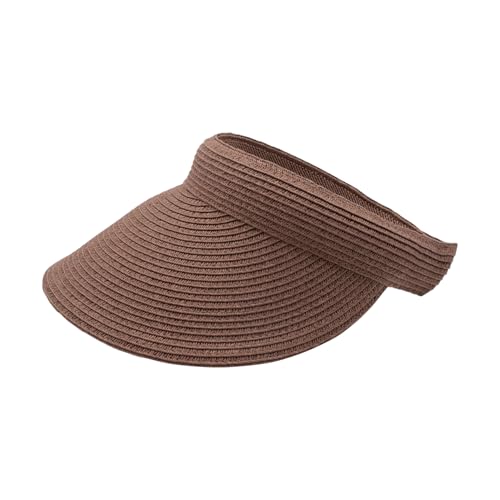 Toyo Braid Clip On Visor Wide Brim Hat Sun Protection for Women - color: Brown