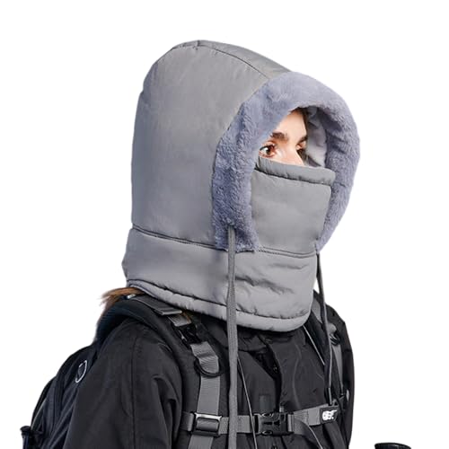 WITHMOONS Winter Knit Balaclavas Beanie Hat Fleece Face Mask Neck Warmer Windproof Hood YZT0254 - color: Grey