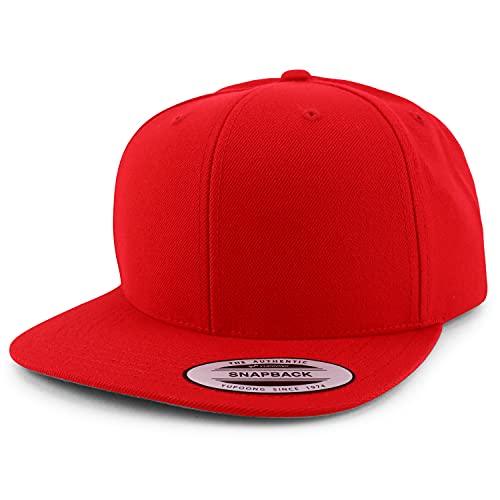 Trendy Apparel Shop Oversize XXL Structured Blank Flatbill Snapback Cap - color: Red, size: XX-Large