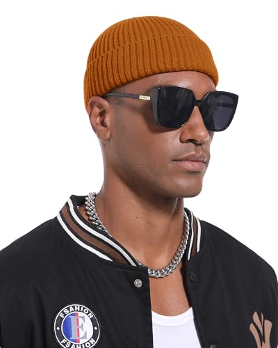 Short Fisherman Beanie for Men Women Wool Fleece Lined Winter Hat - color: 1pcs-camel