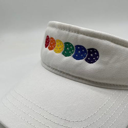 Embroidered Pickleball Visor Men Women,Gifts for Pickleball Lovers - color: White, style: Rainbow Pickleball
