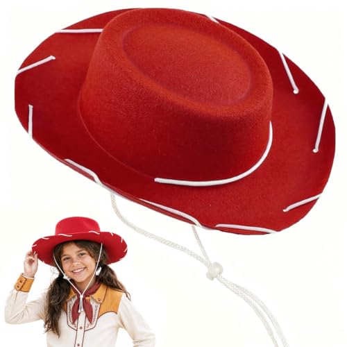 Cowboy Hat Kids 3-8t,Felt Cowgirl Hat for Western Costume - color: Red
