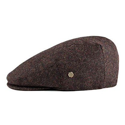 VOBOOM Men's Herringbone Flat Ivy Newsboy Hat Wool Blend Gatsby Cabbie Cap - color: Coffee, size: 7 7/8