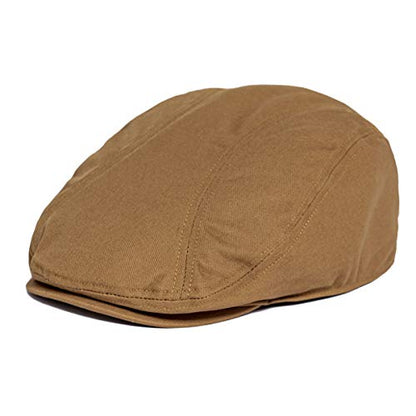 BOTVELA Men Cotton Twill Newsboy Flat Hat Fitted Cap - color: Brown, size: 7 5/8
