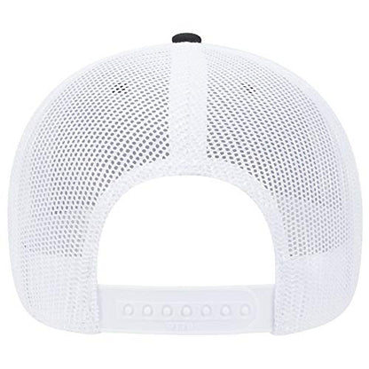 OTTO 6 Panel Low Profile Contrast Vertical Mesh Back Cap - color: Blk/Blk/Wht
