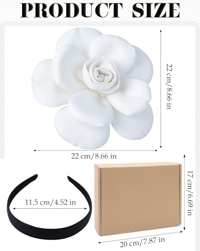 Zinniday Rose Flower Fascinators Hats - 2026 Elegant Extra Large Fascinator Hat Rose Cocktail Headpiece for Women Church - style: White Large Flower