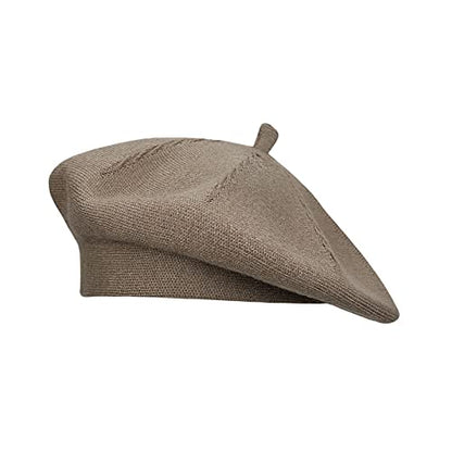 Gllutt Beret Hat French Style Stretchy Knitting Solid Color Both Side Usable - color: Coffee