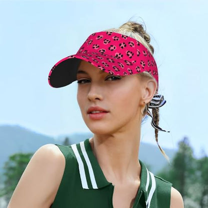 Adjustable Lightweight Open Top Sports Sun Visor Hat Cap for Golf Tennis - color: Pink Cheetah