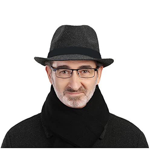 Men Warm Fedoras Felt Trilby Hat Vintage Panama with Short Brim Winter Bowler Outdoor British Jazz Costume Headwear - color: Deep Gray