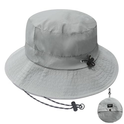 PFFY Waterproof Bucket Hats for Men Women Packable Sun Hat for Outdoors - color: Solid Grey