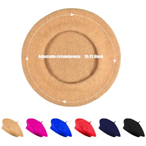 Jolbndcv 6PCS Beret, French Beanie, Outdoor, Winter, Fashion Lady Hat - color: Black, Camel, Big Red, Royal Blue, Navy Blue, Rose Red