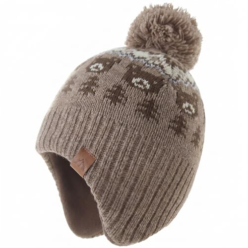 Moon Kitty Baby Boys Hats Toddler Beanies for Boys Winter Fleece Winter Hat Boys - color: Khaki Bear, size: 1-3T