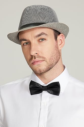 Gionforsy 5 Pack Mens Fedora Hat Summer Beach Hat Short Brim Fedora Hats - color: Dark Blue