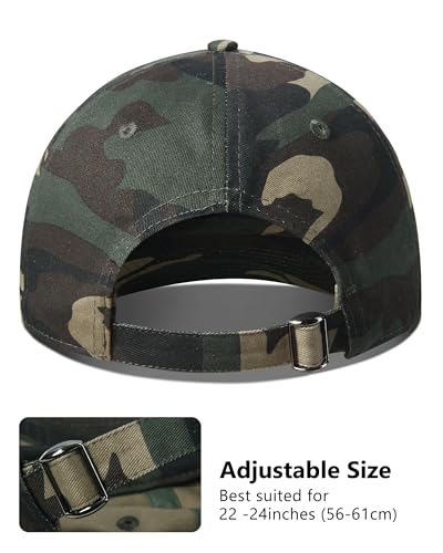 GADIEMKENSD Unstructured Baseball Cap Adjustable, Running Hat for Men Women, Cotton Dad Hat Plain for Outdoors Activities - color: Camo Army Green