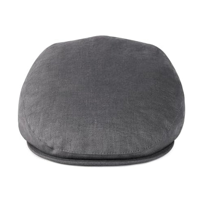 BOTVELA Men Linen Flat Ivy Newsboy Hat - color: Plain Grey, size: 7 5/8-7 3/4