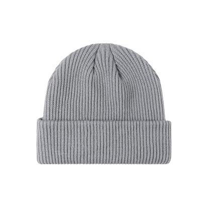 Winter Beanie Men Women Heavyweight Stretch Knit Cuffed Hat - color: Blue-grey,round