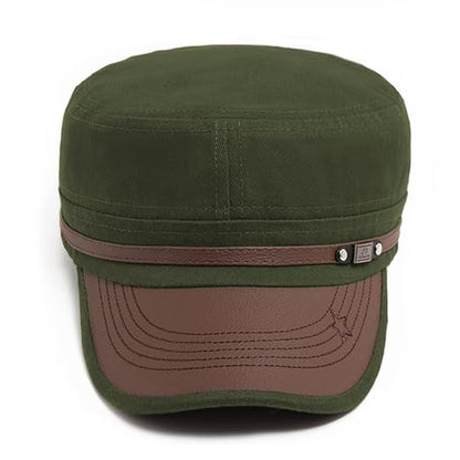 Cadet Army Cap for Men Women Military Adjustable Unisex Flat Top Hat - color: Army Green