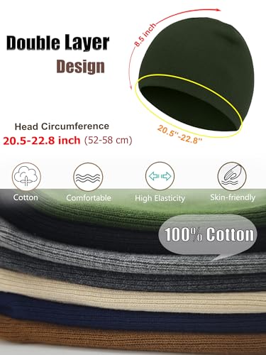 100% Cotton Beanie Hat for Men Women Cuffless Warm Winter Hats - color: 1pcs-olive Green