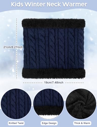 Kids Winter Hat Gloves Scarf Set, Boys and Girls Beanie Hat - color: Navy Blue