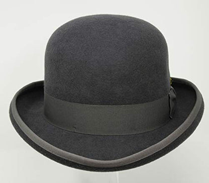 Premium Orwell - Bowler Derby Hat - 100% Wool Felt - color: Grey, size: 7-7 1/8