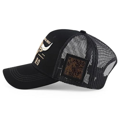 Trendy Apparel Shop Bull Embroidered Western Snapback Trucker Cap - color: Black Black 2