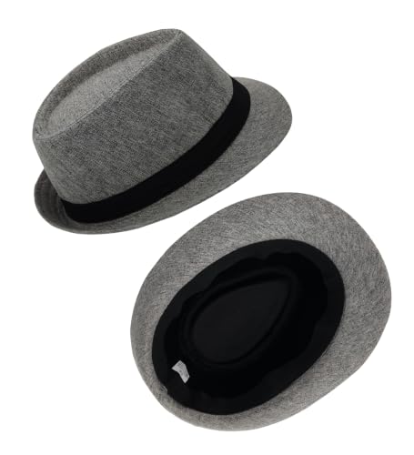 Short Brim Trilby Fedora Hat for Men Women - color: Gray, size: 7 1/4-7 3/8