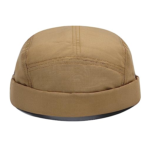 Clakllie Quick Dry Brimless Docker Cap for Men Summer Beanie Sailor Skullcap Lightweight Waterproof Adjustable No Brim Hat - color: S-dbh01-khaki