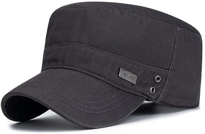 Men's Military Cadet Hat Flat Top Newsboy Cap - color: Grey