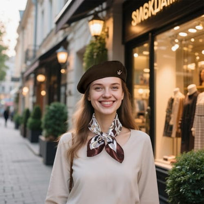 choyaxo 3pcs French Beret Hat Set Costume Accessories Set Including Beret Hat Scarf Crown Pin for Women French Themed Party - style: Vintage Style