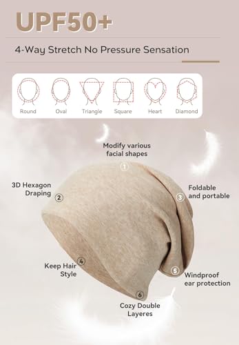 Zando Slouchy Dwarf Beanie Hats for Women Men - Breathable Cozy Cotton Sleep Cap Thin Chemo Headwear for Hip-Pop Halloween - color: 1 Grey