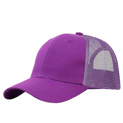 Falari Trucker Hat Baseball Cap Structured Plain Design 6 Panel, Adjustable Size - color: 1pk Purple