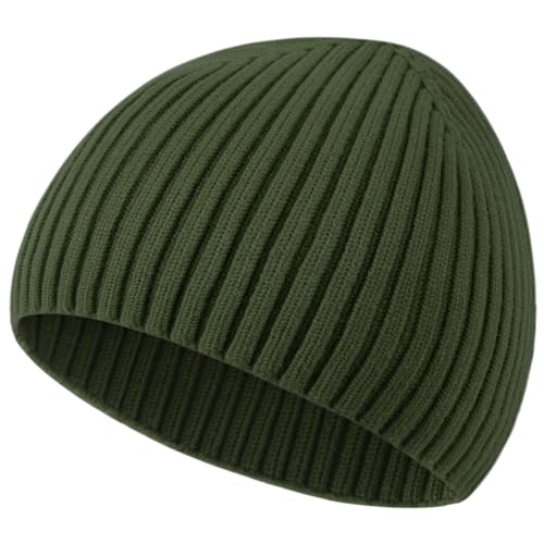 Wool Knit Beanie Hats for Men Women,Cuffless Winter Skull Caps - color: 1-army Green