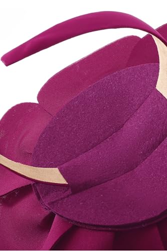 BABEYOND Fascinators Hats for Women Layered Flower Tea Party Derby Hats - color: Rose Red