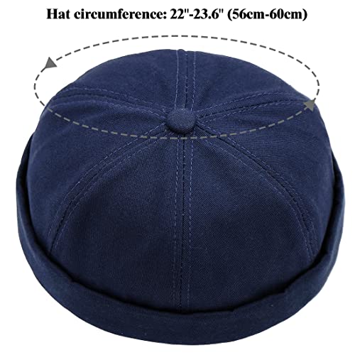 Glamorstar Dome Brimless Hats for Women Men Sailor Docker Beanie Cap Hip Hop Hats - color: Navy